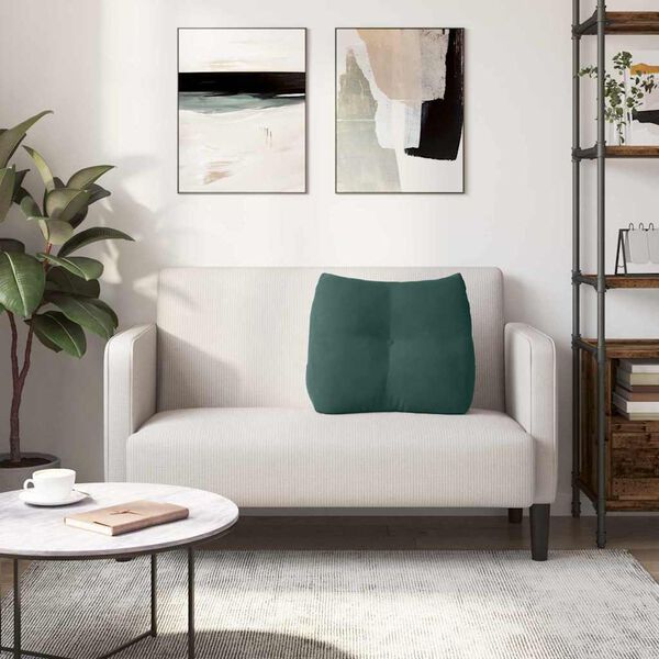 vidaXL Podu&scaron;ka na chrb&aacute;t Tmavozelen&aacute; 60 x 24 x 50 cm Zamat