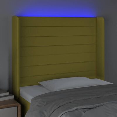 vidaXL Čelo postele s LED zelené 83x16x118/128 cm látka
