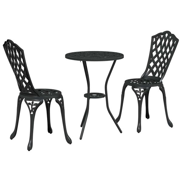 vidaXL Záhradný bistro set 3 pcs Čierna Hliník