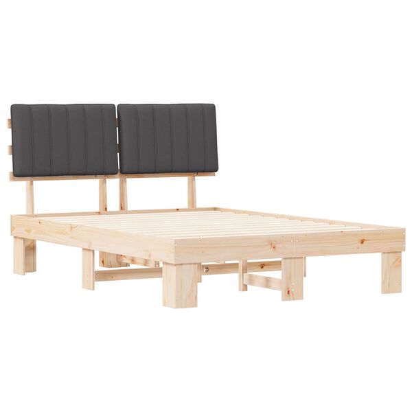 vidaXL R&aacute;m postele s čal&uacute;nen&yacute;m čelom Tmavo &scaron;ed&aacute; 140 x 190 cm