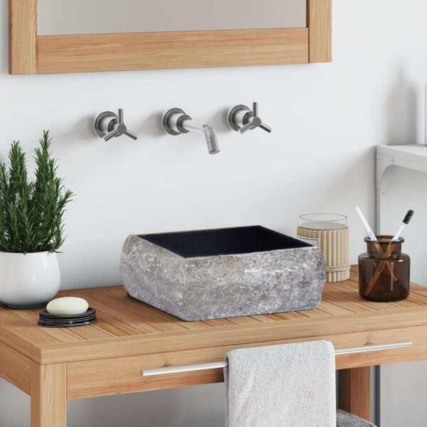 vidaXL Um&yacute;vadlo čierne 30x30x13 cm mramor