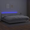 vidaXL Boxspring posteľ s matracom a LED biela 200x200 cm umelá koža