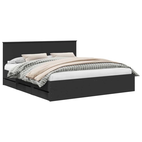 vidaXL R&aacute;m postele so z&aacute;suvkou Čierna 180 x 200 cm Inžinierske drevo