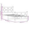 vidaXL Kovov&yacute; r&aacute;m postele s čelom a podnožkou biely 90x200 cm