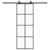 vidaXL Posuvn&eacute; dvere s kovan&iacute;m čierne 76x205 cm ESG sklo