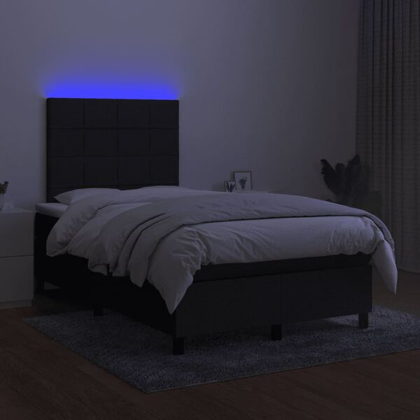 vidaXL Boxspring posteľ s matracom a LED, čierna 120x190 cm, l&aacute;tka