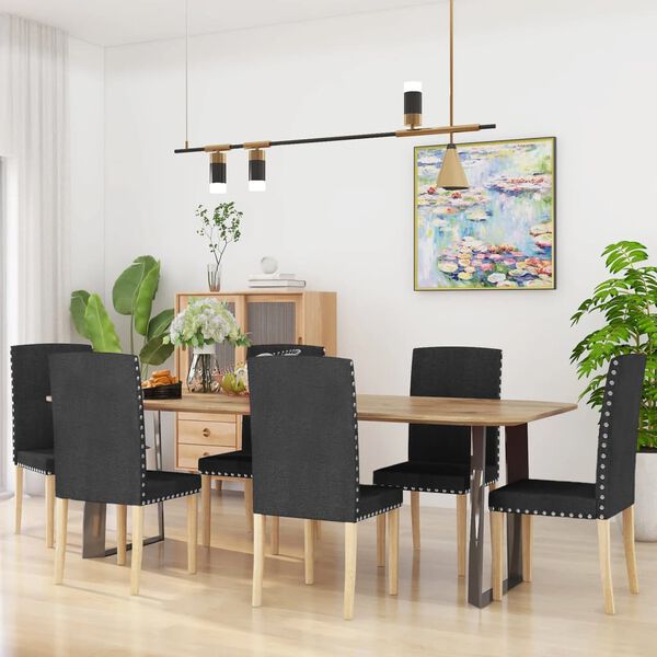 vidaXL Jedálenské stoličky 6 ks, čierne, látka