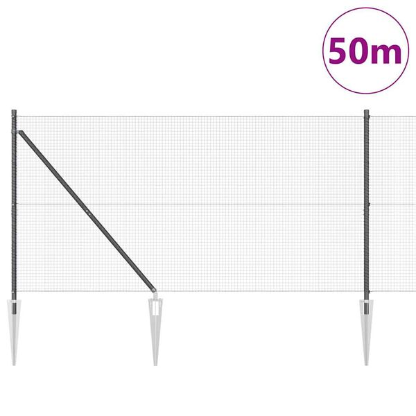 vidaXL Stĺp na plot. Sivá 50 x 1,2 m (19 x 19 mm pletivo) Ocel a PVC