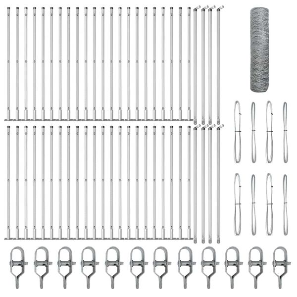 vidaXL Stĺp na plot. Strieborn&aacute; 100 x 0,5 m (36 mm sieť) Oceľ