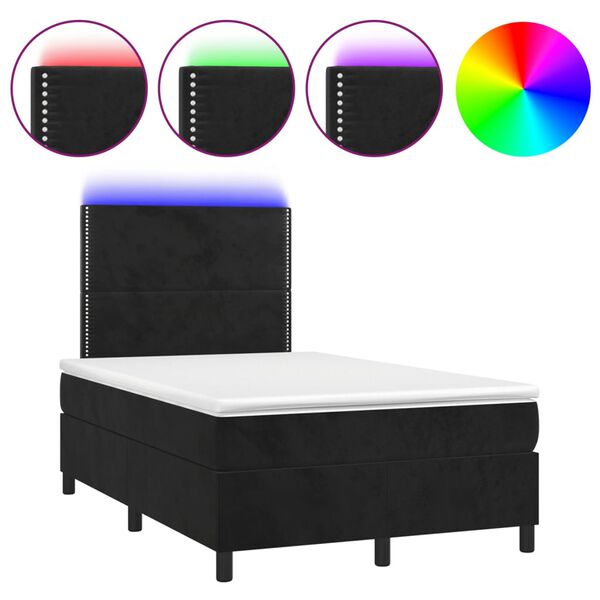 vidaXL Boxspring posteľ s matracom a LED, čierna 120x190 cm, zamat