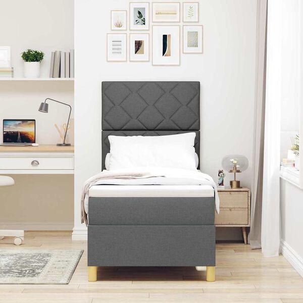 vidaXL LED box s pružinami s matracmi Tmavo &scaron;ed&aacute; 80 x 200 cm l&aacute;tka