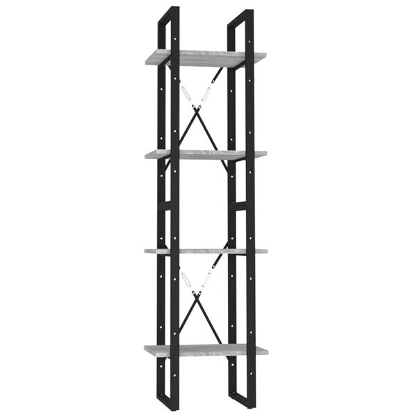 vidaXL 4-poschodov&aacute; knižnica siv&aacute; sonoma 40x30x140 cm spracovan&eacute; drevo