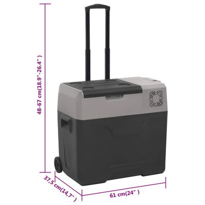 vidaXL Chladiaci box s kolieskom a adaptérom čierno-sivý 40 l PP