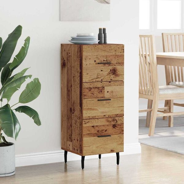 vidaXL Serv&iacute;rovacia skriňa so z&aacute;suvkou Star&eacute; drevo 34 x 34.5 x 90 cm