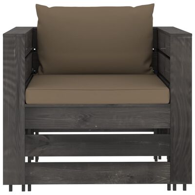 vidaXL 6-dielna sedacia súprava s podložkami, sivá, impregnované drevo