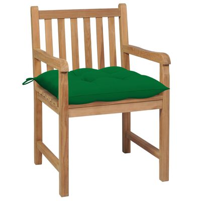 vidaXL Záhradné stoličky 2 ks zelené podložky tíkový masív