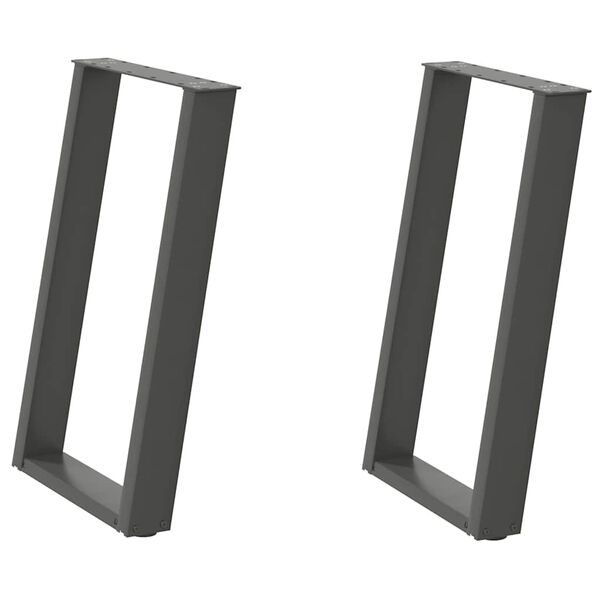 vidaXL Nohy k jedálenskému stolu v tvare U, 2 ks, antracitové, 50 x (72-73) cm, oceľ