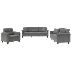 vidaXL 3-dielna sedacia s&uacute;prava s vank&uacute;&scaron;mi tmavosiv&aacute; mikrovl&aacute;kno