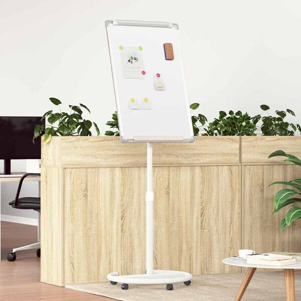 vidaXL Magnetická biela tabuľa Šedý a biely 62 x 62.5 x 197 cm EPS