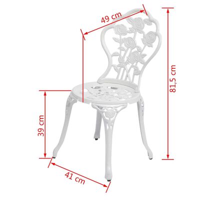 vidaXL Bistro stoličky 2 ks, odlievaný hliník, biele