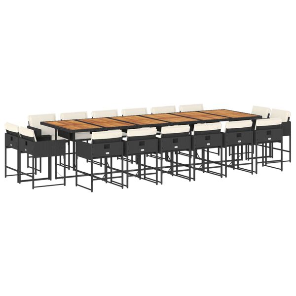 vidaXL 17-dielna z&aacute;hr. jed&aacute;lensk&aacute; s&uacute;prava s vank&uacute;&scaron;mi čierna polyratan