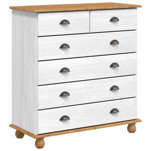 vidaXL Komoda ASKIM Biela 91 x 40 x 95,5 cm Mas&iacute;vne borovicov&eacute; drevo