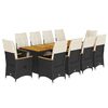 vidaXL 11-dielna z&aacute;hradn&aacute; bistro s&uacute;prava s vank&uacute;&scaron;mi čierna polyratan