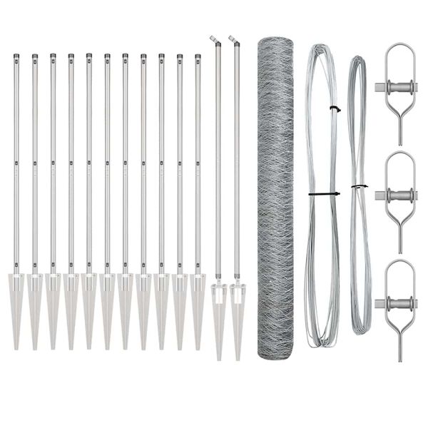 vidaXL Stĺp na plot. Strieborn&aacute; 25 x 1,4 m (50 mm pletivo) Oceľ