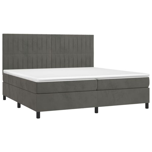 vidaXL Posteľn&yacute; r&aacute;m boxspring s matracom tmavosiv&yacute; 200x200 cm zamat