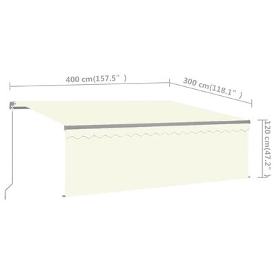 vidaXL Ručne zaťahovacia markíza s tienidlom 4x3 m krémová
