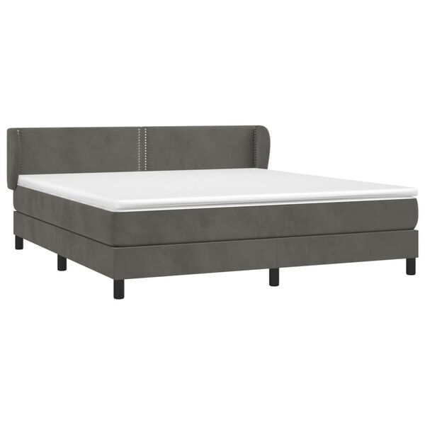 vidaXL Posteľn&yacute; r&aacute;m boxspring s matracom tmavosiv&yacute; 180x200 cm zamat