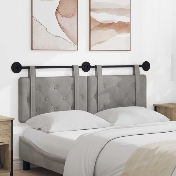 vidaXL Z&aacute;vesn&aacute; Čel&aacute; N&aacute;stenn&yacute; Svetlosiv&aacute; 130 x 55 x 5 cm Zamat