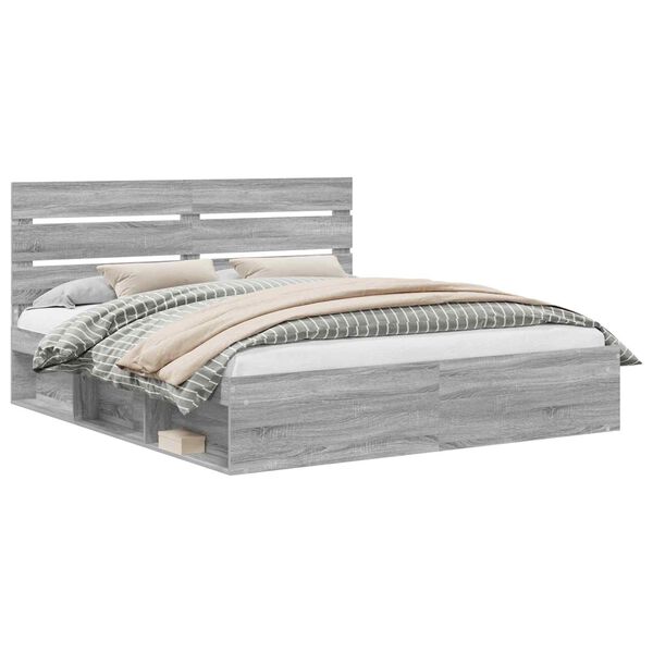 vidaXL R&aacute;m postele Siv&yacute; Sonoma 200 x 200 cm Mas&iacute;vne borovicov&eacute; drevo