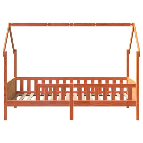vidaXL Rám detskej postele domček voskovohnedý 90x200 cm mas. borovica