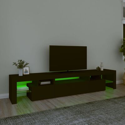 vidaXL TV skrinka s LED svetlami čierna 215x36,5x40 cm