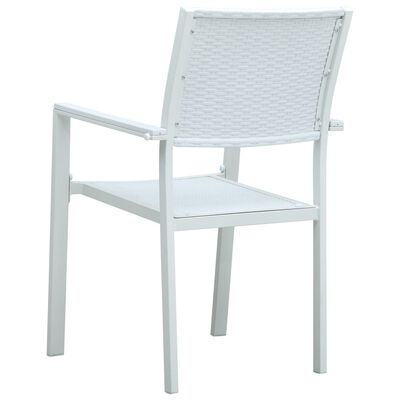 vidaXL Záhradné stoličky 4 ks biele plastové ratanový vzhľad