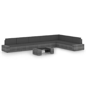 vidaXL 8-dielna z&aacute;hradn&aacute; sedacia s&uacute;prava s podložkami polyratan siv&aacute;