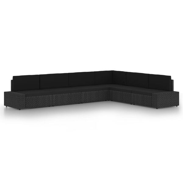 vidaXL 6-dielna z&aacute;hradn&aacute; sedacia s&uacute;prava s vank&uacute;&scaron;mi čierna polyratan