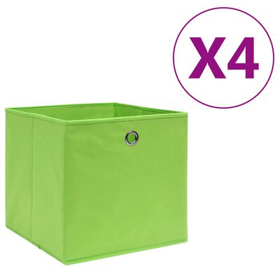 vidaXL Úložné boxy 4 ks, netkaná textília 28x28x28 cm, zelené