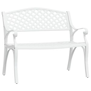 vidaXL Z&aacute;hradn&aacute; lavička 102 cm odlievan&yacute; hlin&iacute;k biela