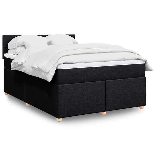 vidaXL Boxspring posteľ s matracom čierny 140x190 cm l&aacute;tka