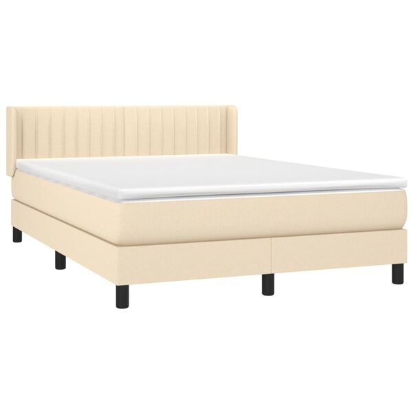 vidaXL Boxspring posteľ s matracom kr&eacute;mov&yacute; 140x190 cm l&aacute;tka
