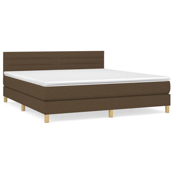 vidaXL Boxspring posteľ s matracom tmavohned&aacute; 160x200 cm l&aacute;tka