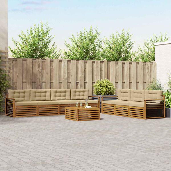 vidaXL Z&aacute;hradn&aacute; s&uacute;prava gaučov s vank&uacute;&scaron;om 8 pcs Pr&iacute;rodn&aacute; a b&eacute;žov&aacute;