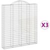 vidaXL Obl&uacute;kov&yacute; gabionov&yacute; k&ocirc;&scaron; 3 ks 200x30x220/240cm pozinkovan&eacute; železo