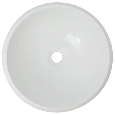 vidaXL Kúpeľňové umývadlo s pákovým kohútikom okrúhle biele