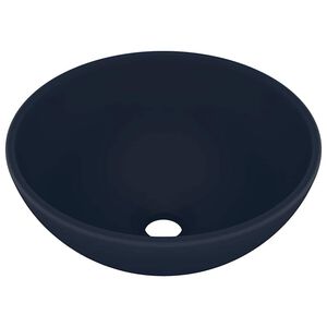 vidaXL Luxusn&eacute; um&yacute;vadlo, okr&uacute;hle, matn&eacute; tmavomodr&eacute; 32,5x14cm, keramika