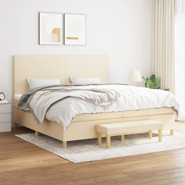 vidaXL Boxspring posteľ s matracom kr&eacute;mov&aacute; 200x200 cm l&aacute;tka