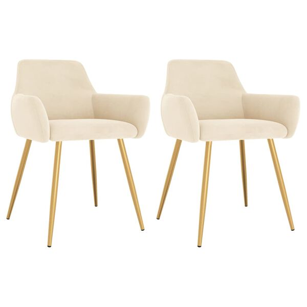 vidaXL Jed&aacute;lensk&eacute; stoličky 2 ks kr&eacute;mov&eacute; zamatov&eacute;