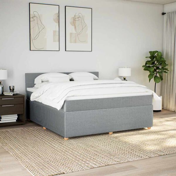 vidaXL Boxspring posteľ s matracom bledosivá 180x200 cm látka